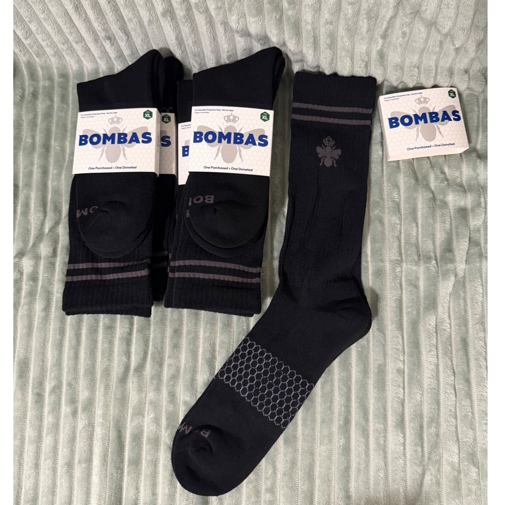 Bombas Calf Socks Unisex XL Black 5 Pairs Honeycomb Arch Support Performance